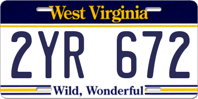 WV license plate 2YR672