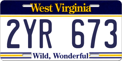 WV license plate 2YR673
