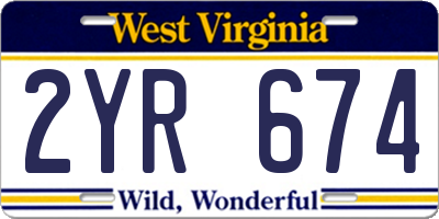 WV license plate 2YR674
