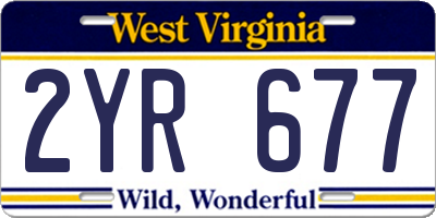 WV license plate 2YR677