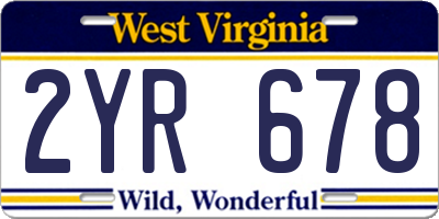 WV license plate 2YR678