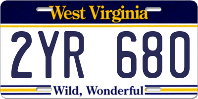 WV license plate 2YR680