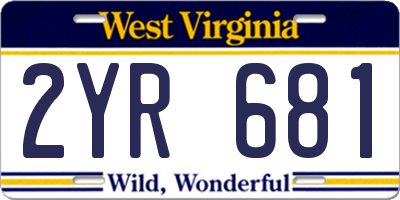 WV license plate 2YR681