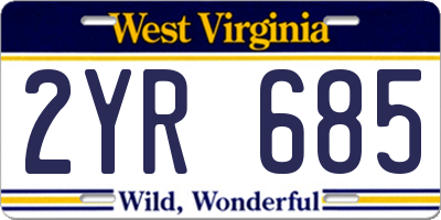 WV license plate 2YR685
