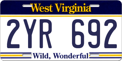 WV license plate 2YR692
