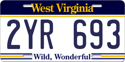WV license plate 2YR693