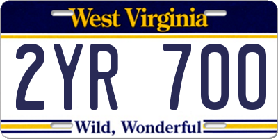WV license plate 2YR700