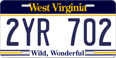 WV license plate 2YR702