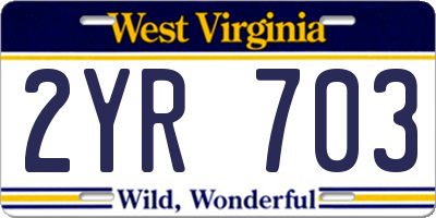 WV license plate 2YR703