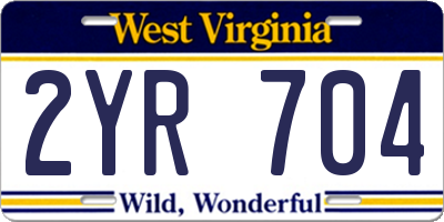 WV license plate 2YR704