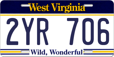 WV license plate 2YR706