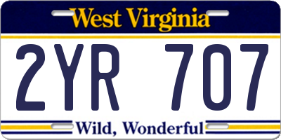 WV license plate 2YR707