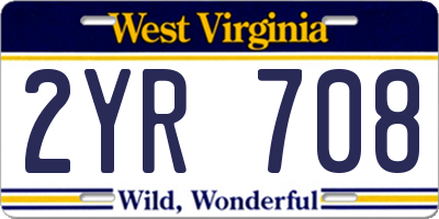 WV license plate 2YR708