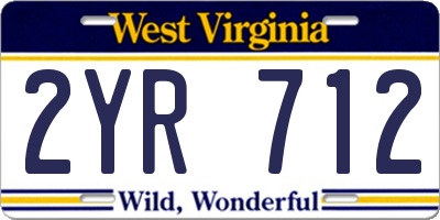 WV license plate 2YR712