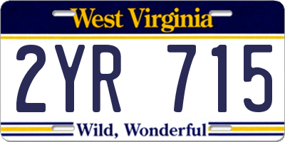 WV license plate 2YR715