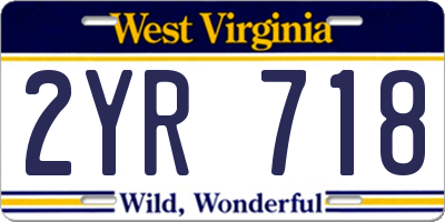 WV license plate 2YR718