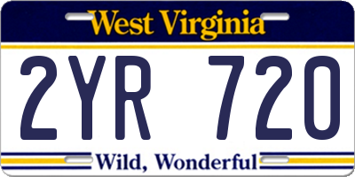 WV license plate 2YR720