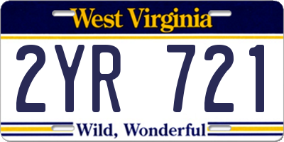 WV license plate 2YR721