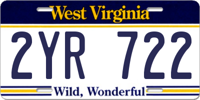 WV license plate 2YR722