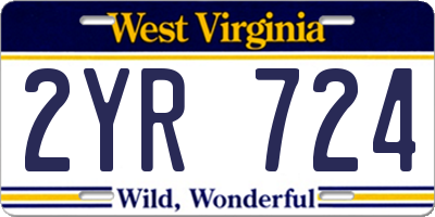 WV license plate 2YR724
