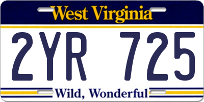 WV license plate 2YR725
