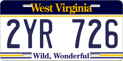 WV license plate 2YR726