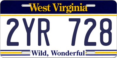 WV license plate 2YR728