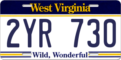 WV license plate 2YR730