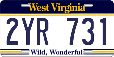 WV license plate 2YR731