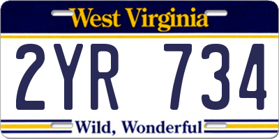 WV license plate 2YR734