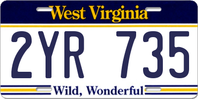 WV license plate 2YR735