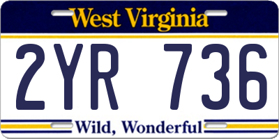 WV license plate 2YR736