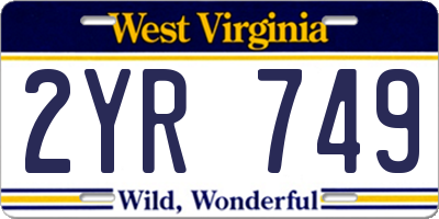 WV license plate 2YR749