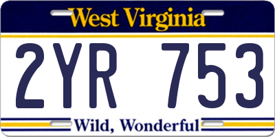 WV license plate 2YR753
