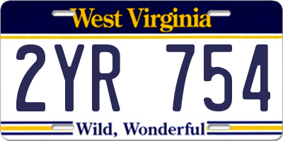 WV license plate 2YR754