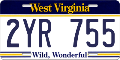 WV license plate 2YR755