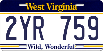 WV license plate 2YR759