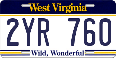 WV license plate 2YR760
