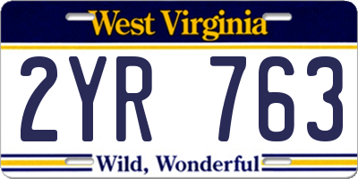 WV license plate 2YR763