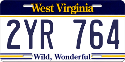WV license plate 2YR764