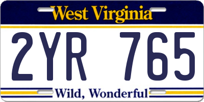 WV license plate 2YR765