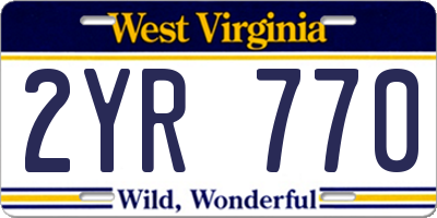 WV license plate 2YR770