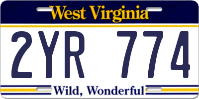 WV license plate 2YR774