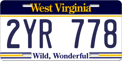 WV license plate 2YR778