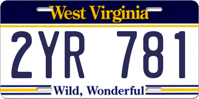 WV license plate 2YR781