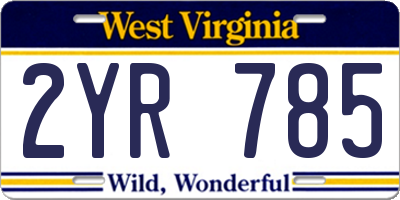 WV license plate 2YR785