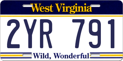 WV license plate 2YR791