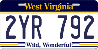 WV license plate 2YR792