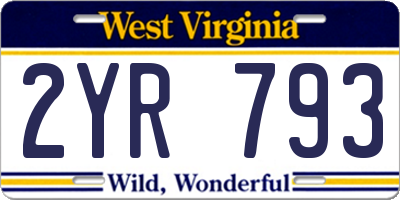 WV license plate 2YR793