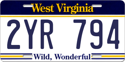 WV license plate 2YR794